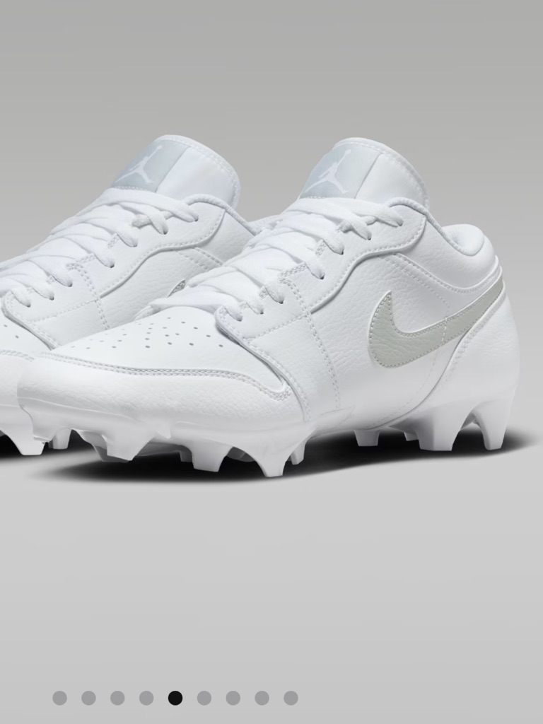 Nike Air Jordan 1 Low Td Football Cleats White Grey Fog Fj6245-101 Men’s 9.5